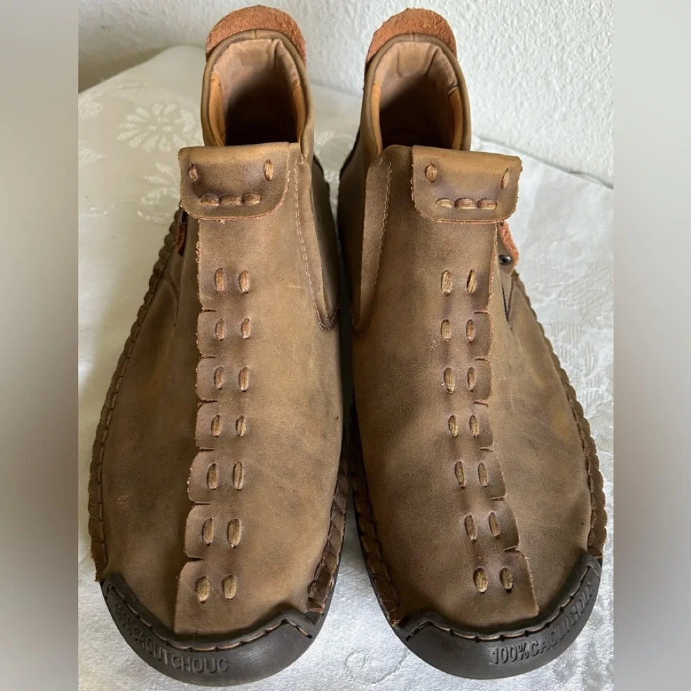 Chukka Boots Menico Sport Leather Slip On Stitched Driving Moccasin Size 10